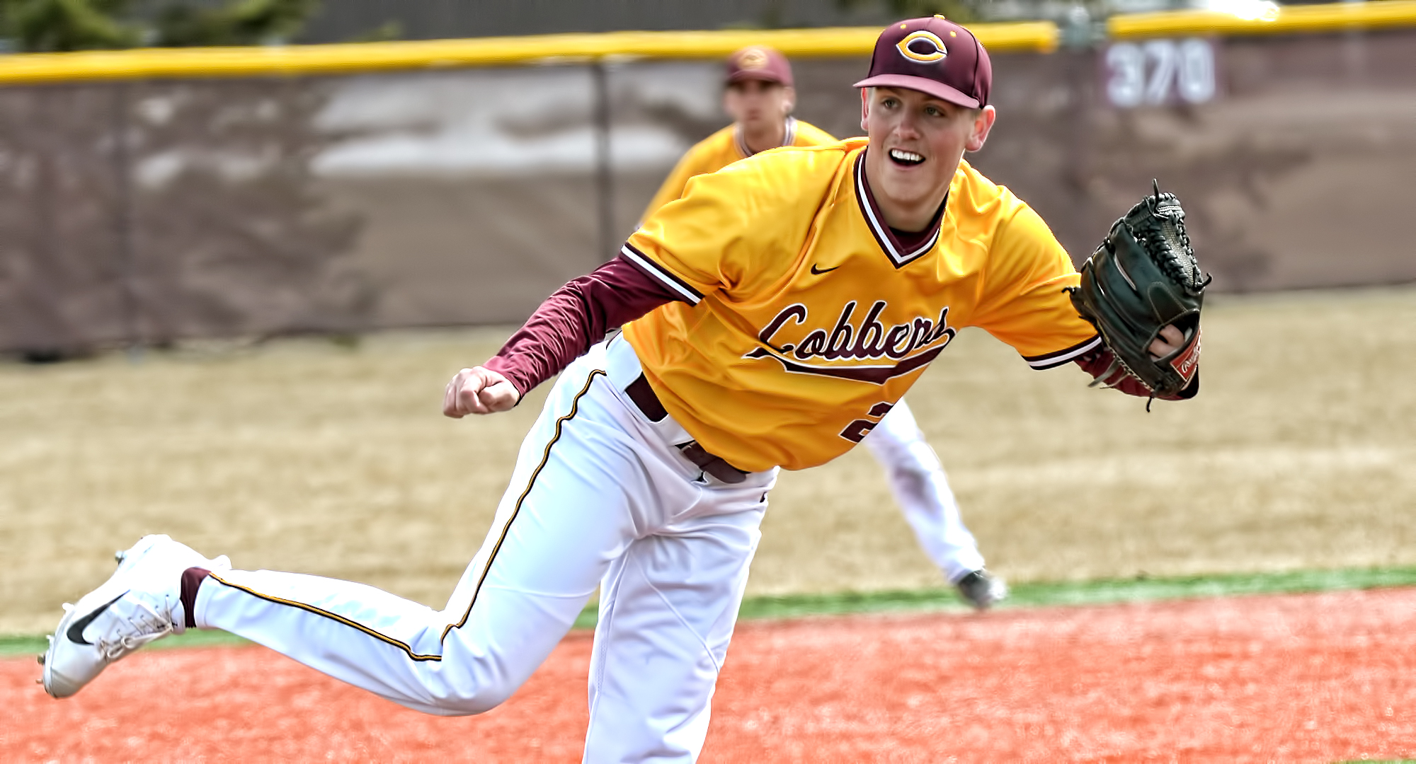 Super senior Cole Christensen recorded a career-high 12 strikeouts and pitched 8.0 scoreless innings to help the Cobbers gain a split with Augsburg in the MIAC opener.