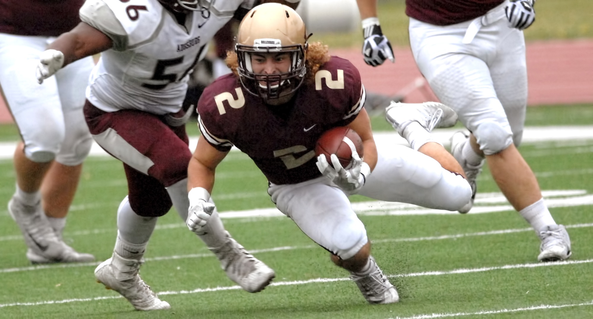Senior Austin Maanum rushed for two touchdowns in the Cobbers' 35-12 win at Carleton.