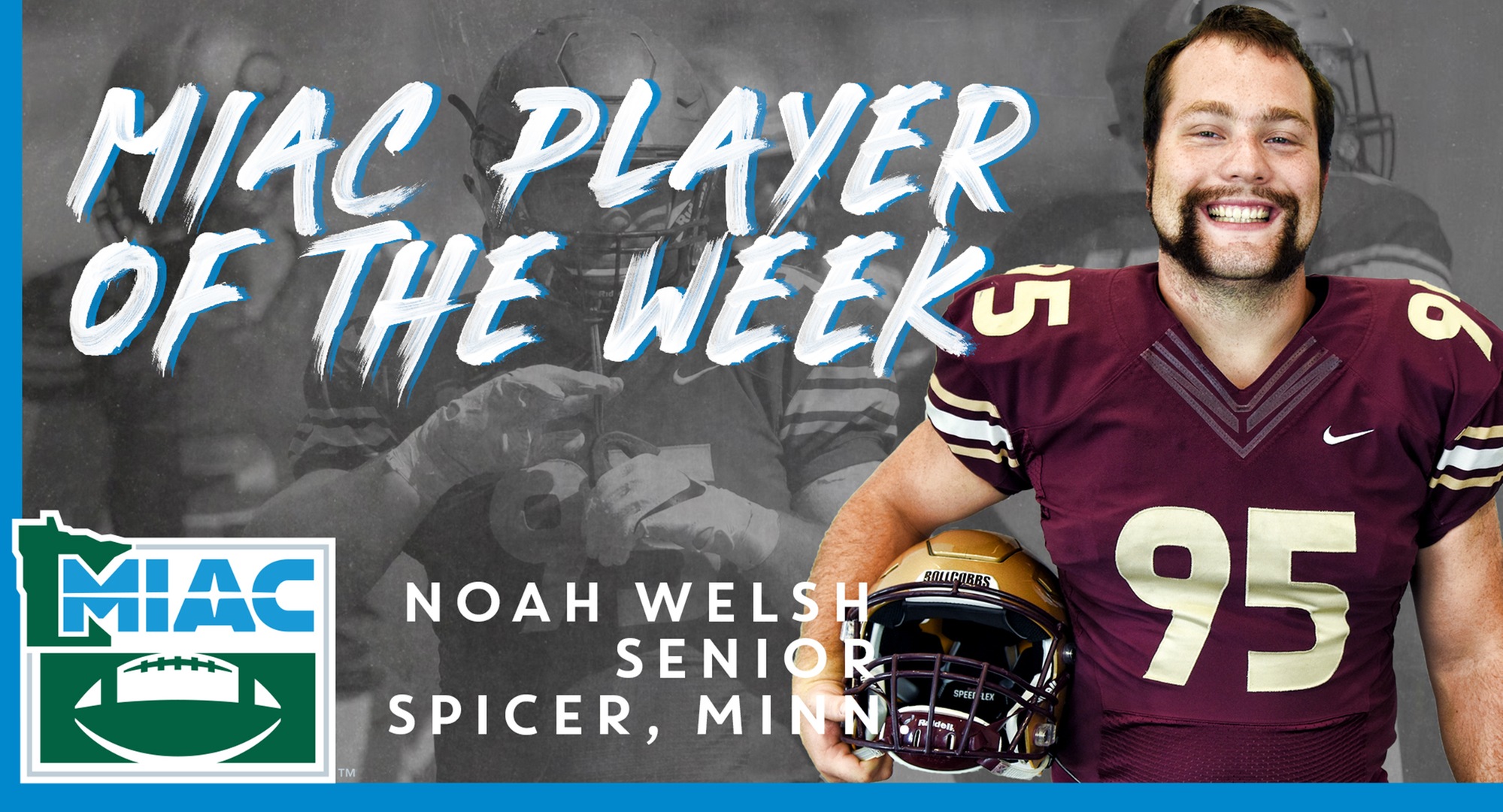 Senior Noah Welsh was named the MIAC Defensive Player of the Week.