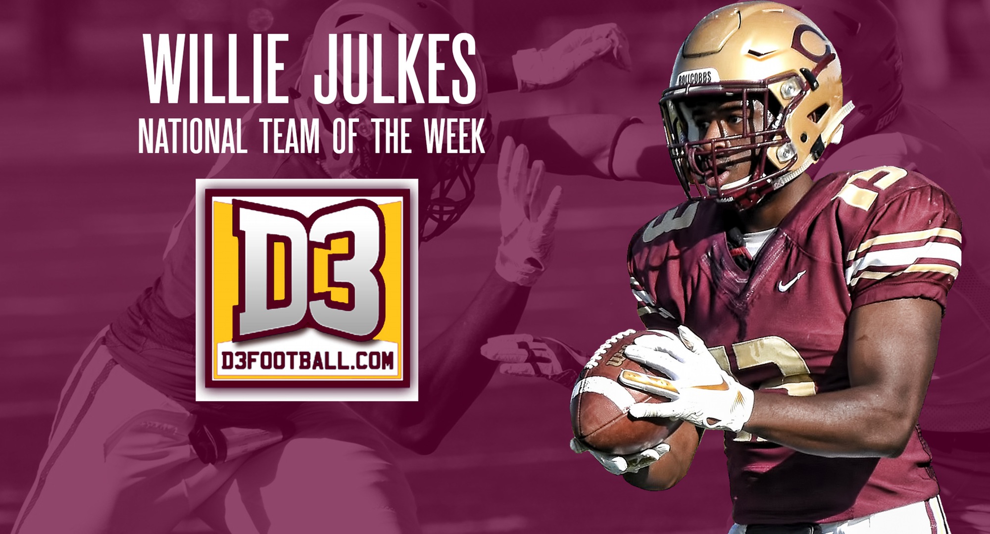 Senior Willie Julkes was named to the D3football.com National Team of the Week.