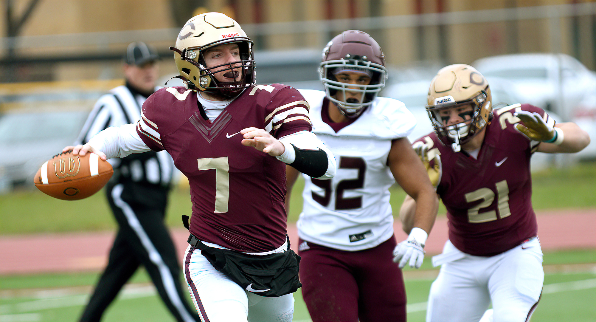 Senior quarterback Tanner Dubois threw for four touchdowns and went 16-for-24 for 191 yards in the Cobbers' win at Hamline.