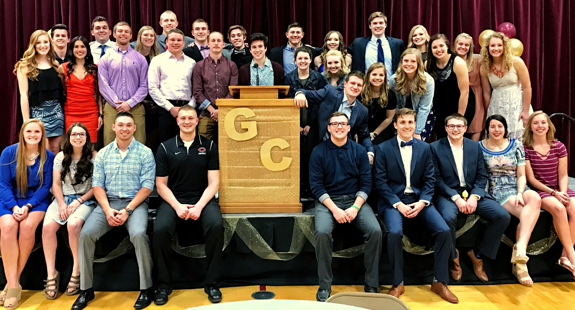 Members of the Cobber Student Athletic Advisory Council poses for a picture after the 5th annual Golden Cobbs award show.