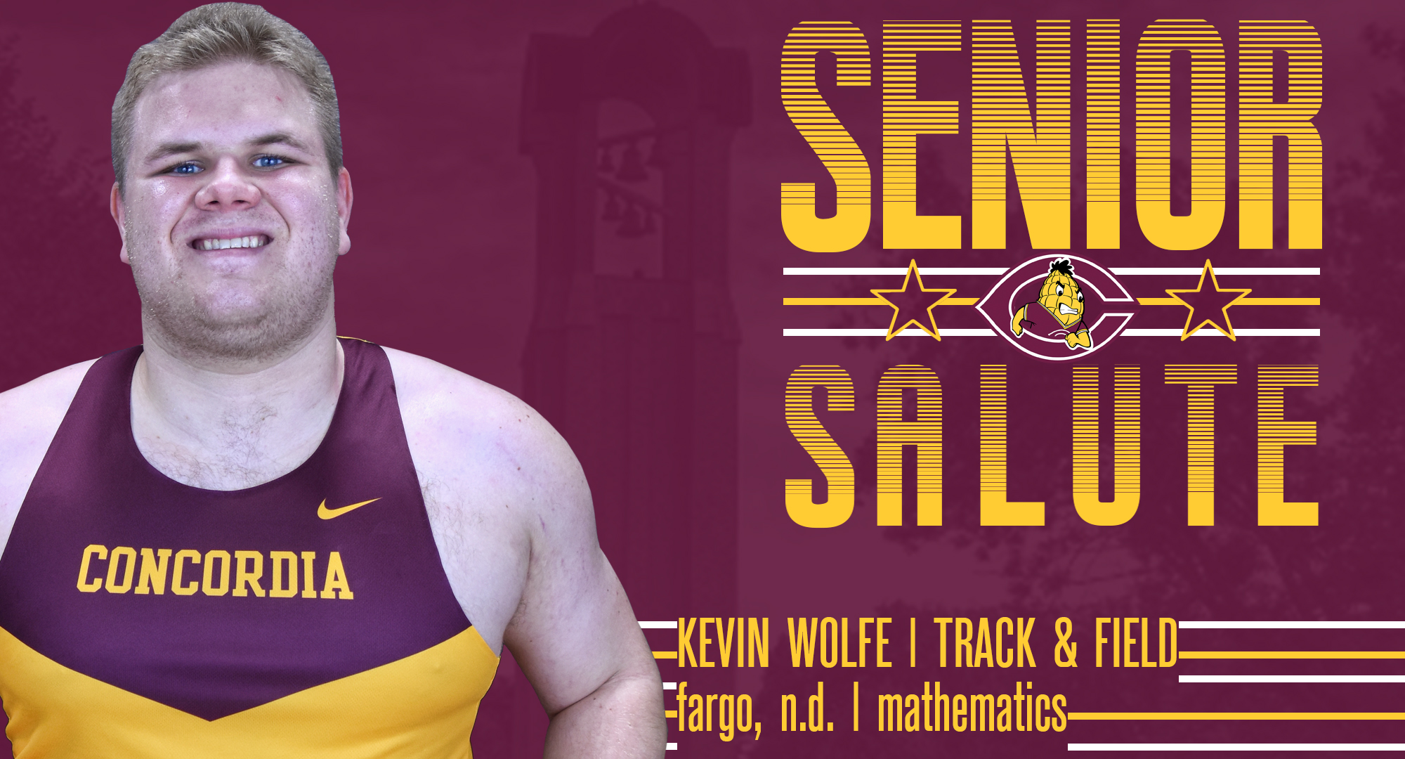 Senior men's track and field athlete Kevin Wolfe.