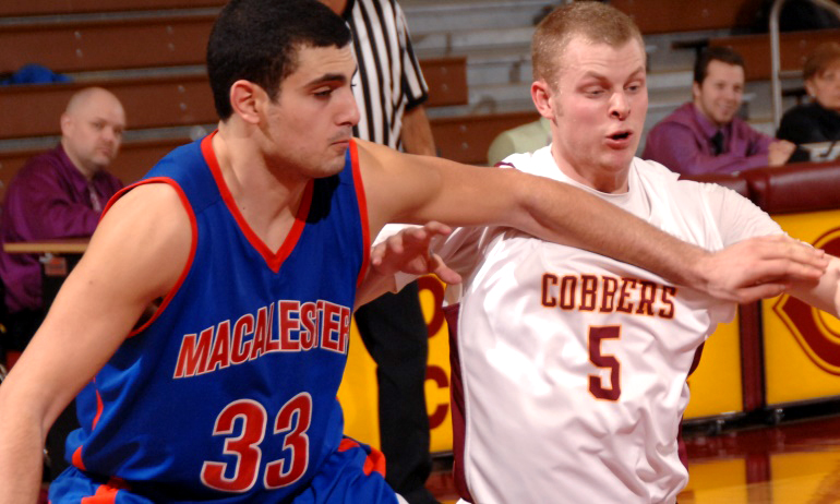 Cobber senior guard Brandon Giese hit a huge 3-point field goal at the end of th first half in Concordia's 58-50 win at Macalester.