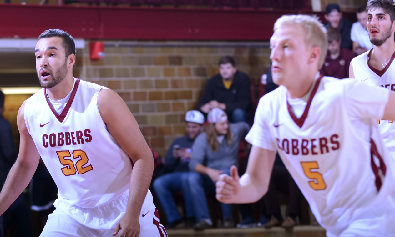 Isaac Anderson (#52) scored 12 points to record his third double-digit point total in the past five games in the Cobbers' loss at No.3 St. Thomas.