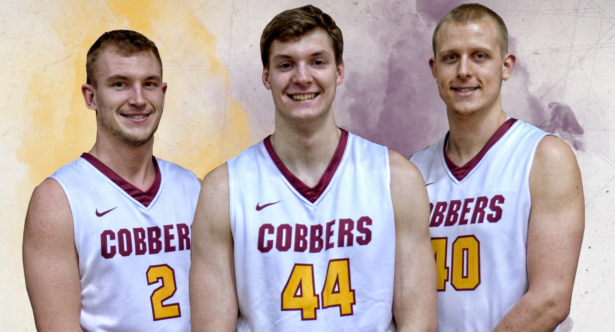 Cobber seniors (L-R) Austin Rund, Kevin Wolfe and Austin Heins were honored before the team's season finale with St. Olaf.