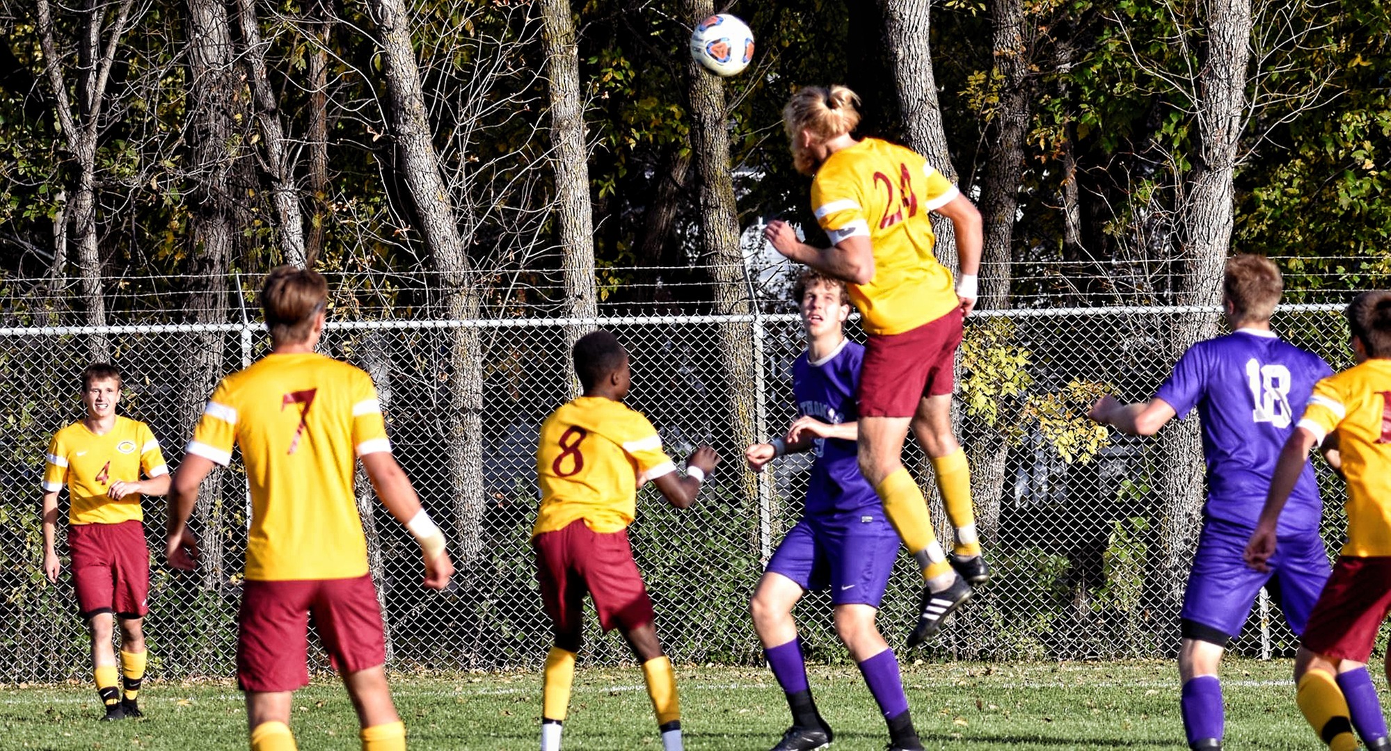 Junior Austin Peterson scored Concordia's lone goal on a header in the Cobbers' 1-1 2OT tie at St. Olaf.
