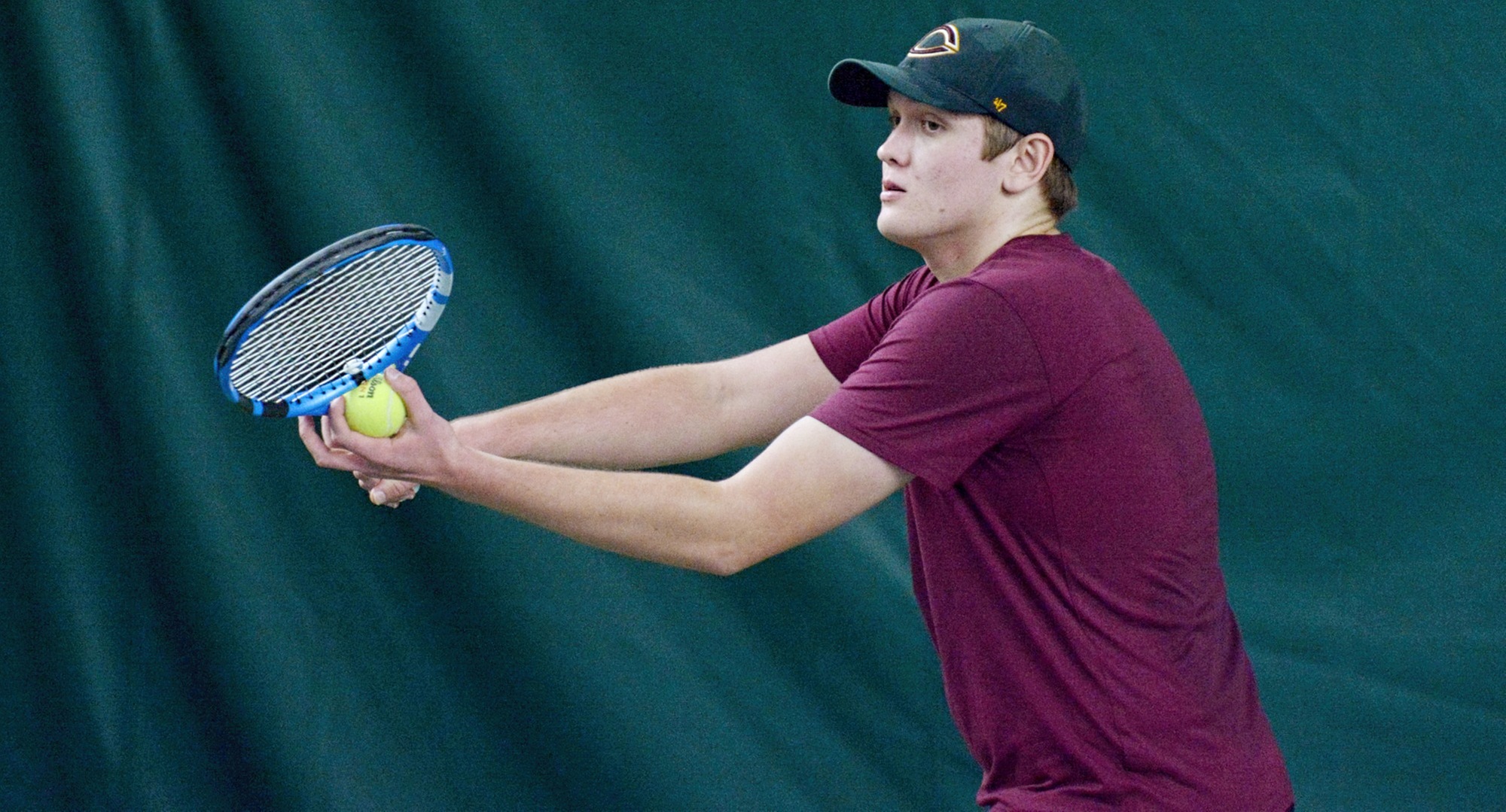 Ben Swanson was one of five Cobber to claim straight-set singles wins as he won 6-4, 6-0 in the Cobbers' 9-0 victory over Wis.-Superior.