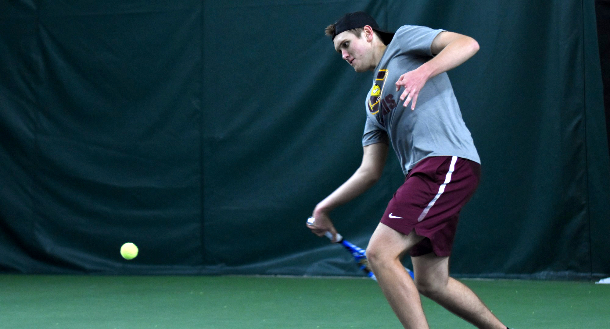 Sophomore Ben Swanson collected his 10th singles win of the season in the Cobbers' match at Hamline.