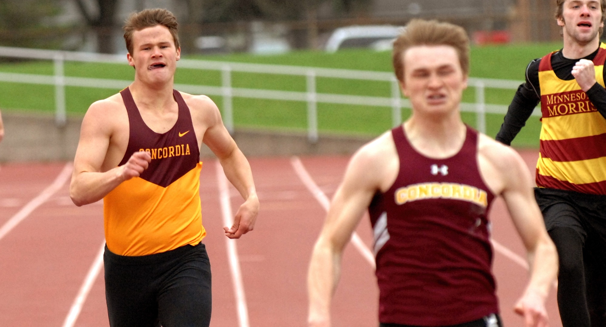 Junior Nick Solheim (L) recorded a sixth-place finish in the 1500 meters at the St. John's Outdoor Invitational.