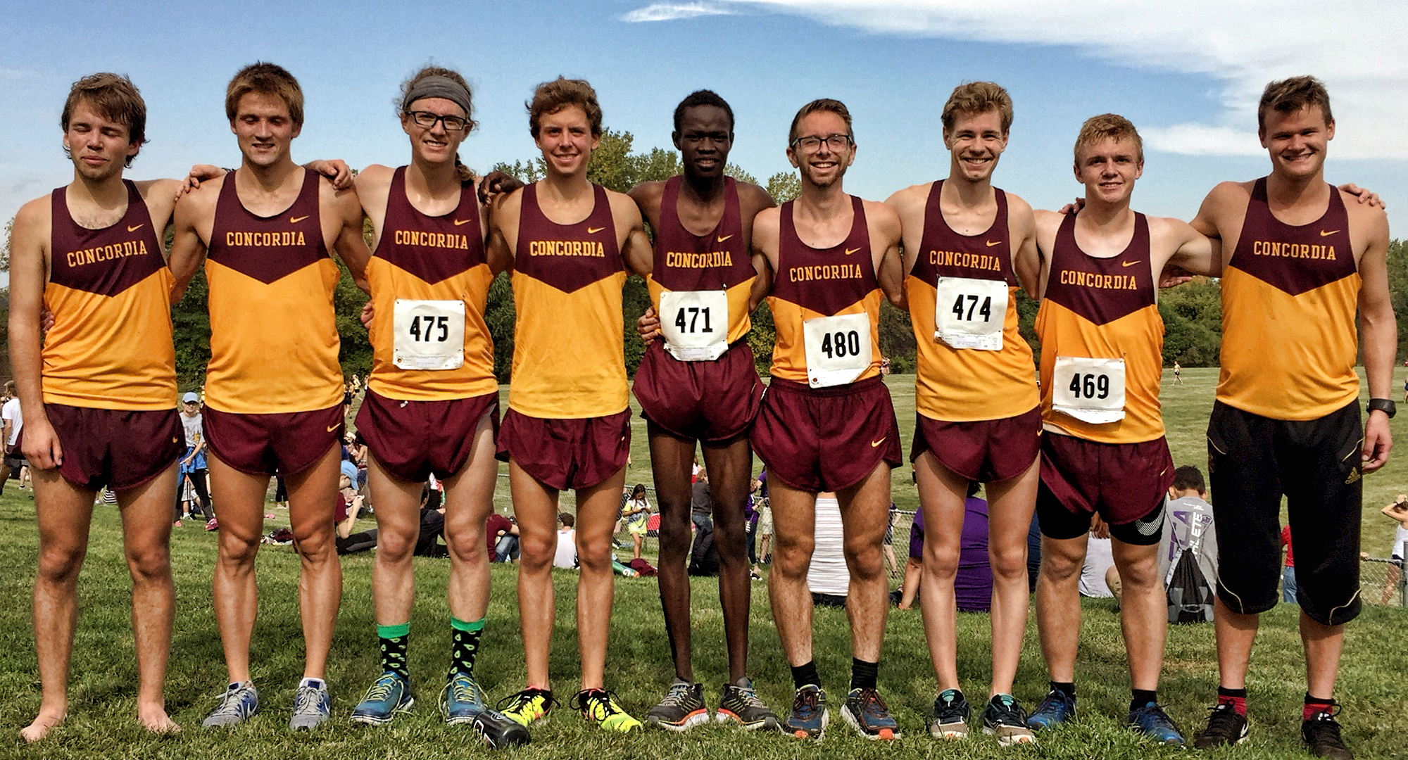 The Cobbers pose for a team pic after the St. Olaf Invitational.