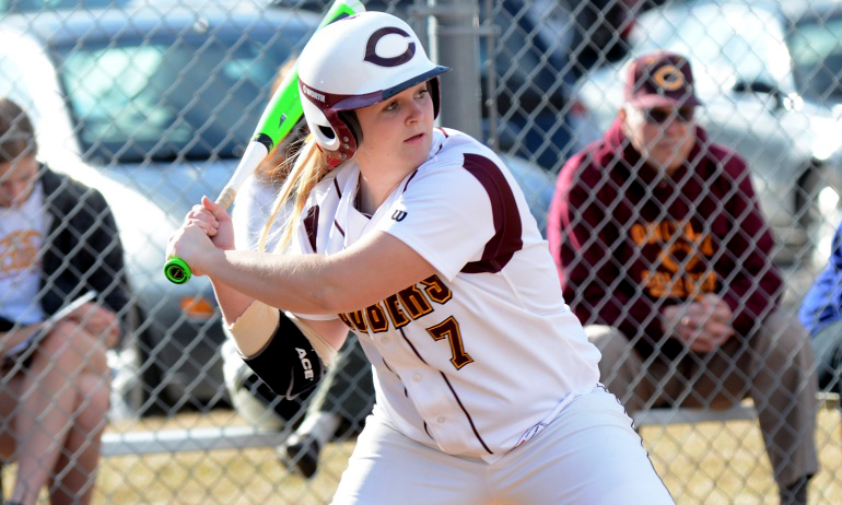 Sophomore Dominique Giesen had two home runs and drove in seven of the team's 15 runs in the Cobbers' sweep at Augsburg.