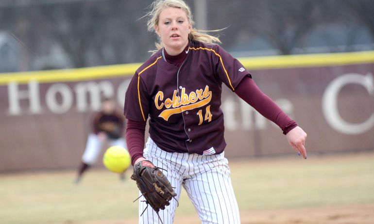 Hillary Rotunda didn't allow an earned run and recorded her fifth win of the year in the Cobbers' split at St. Benedict.