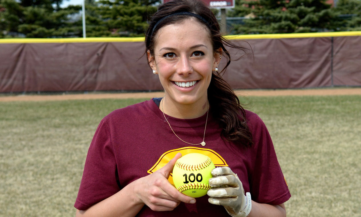 Junior Madison Little recorded her 100th career hit in the Cobbers' second game against Bethel. She is the 15th player in school history to reach that mark.