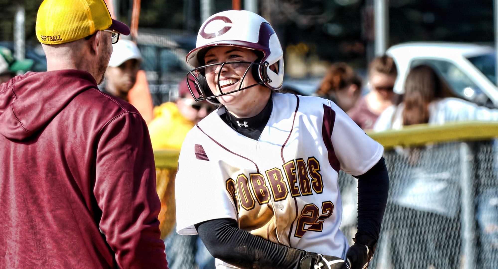 Elizabeth Asp is all smiles in Florida as she went 7-for-7 on Tuesday to help the Cobbers post wins over Houghton and Johnson State.