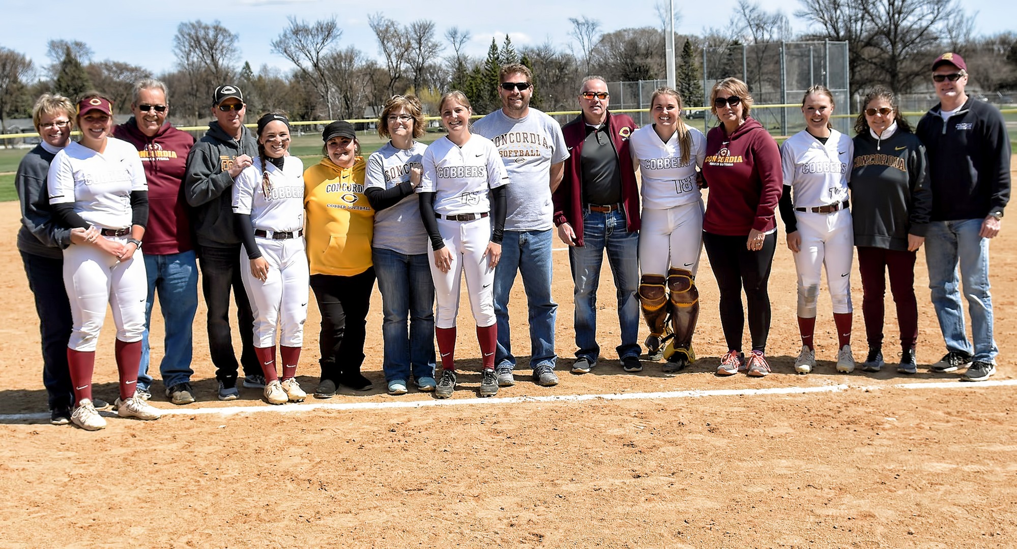 The Cobber softball seniors and their parents were honored in between games of Concordia DH with St. Mary's.