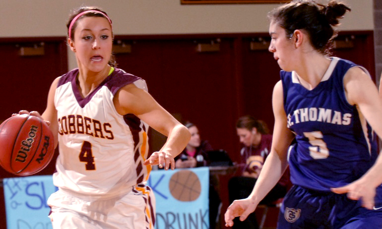 Sophomore guard Emma Peterson went finished with the second highest point total for CC in their loss at #6 St. Thomas.