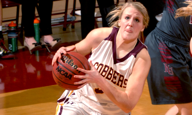 Senior Alley Fisher had a game-high 21 points and made four 3-pointers in the Cobbers win at St. Catherine.