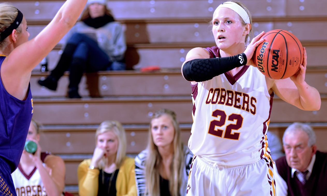 Senior Olivia Johnson scored 20 points and grabbed 10 rebounds to help the Cobbers beat Hamline 47-34 and clinch a spot in the MIAC playoffs.