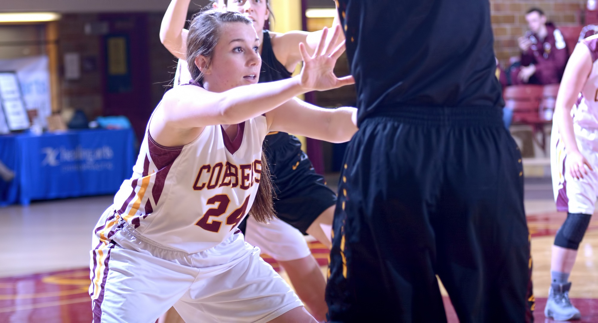 Senior Cassidy Rahman had team highs in points and rebounds in the Cobbers' contest at Gustavus.