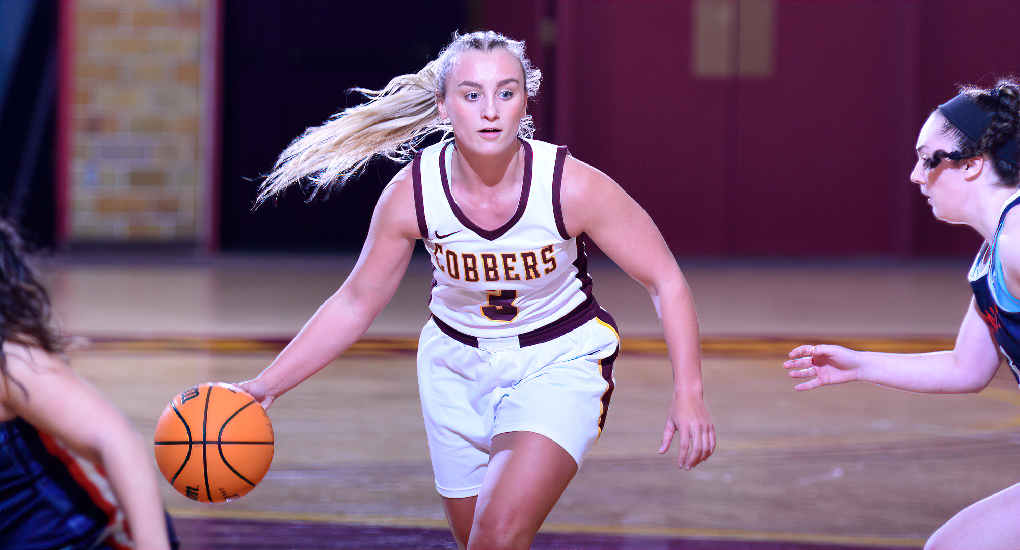 Senior guard Autumn Thompson went 8-for-13 from the floor and had a team-high 18 points in the Cobbers' game at St. Benedict.