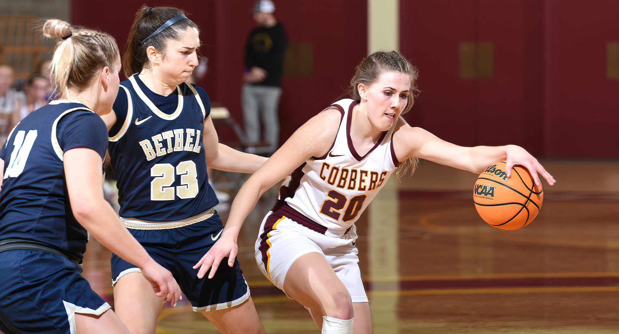 Emily Beseman had a game-high 16 points, five rebounds, four assists and four steals in the Cobbers' win at Bethel.