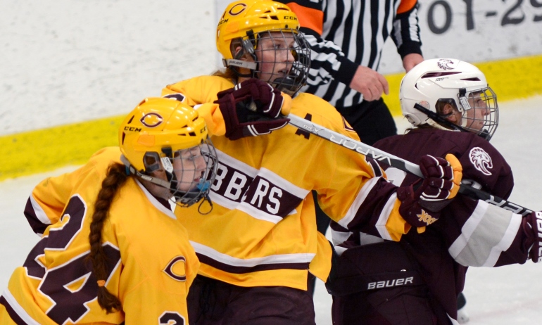 Kelsey Vandegrift (24) and Bekah Wright scored the two goals in the Cobbers' 2-2 overtime tie at St. Olaf.