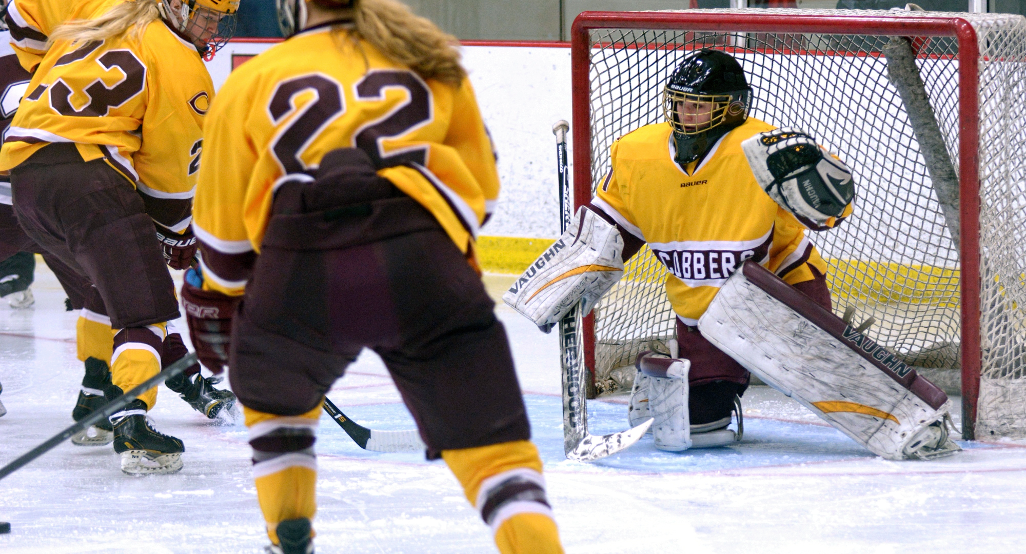 Senior goalie Andrea Klug turned aside 34 of the 36 shots she faced to help Concordia earn a 2-2 OT tie at Gustavus.