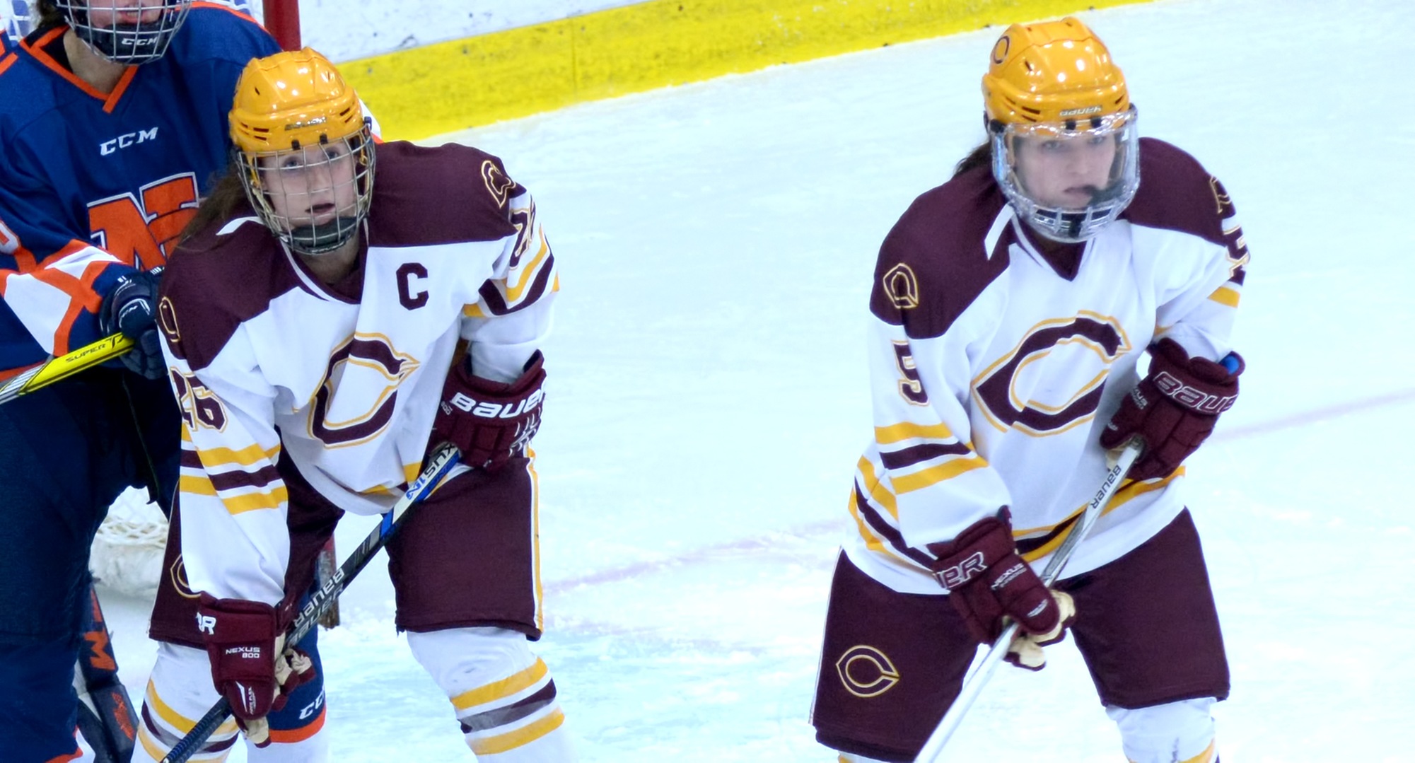 Senior Tori Davis (L) and Josee Lundgren had the Cobbers' goals in their game at nationally ranked Wis.-Eau Claire.