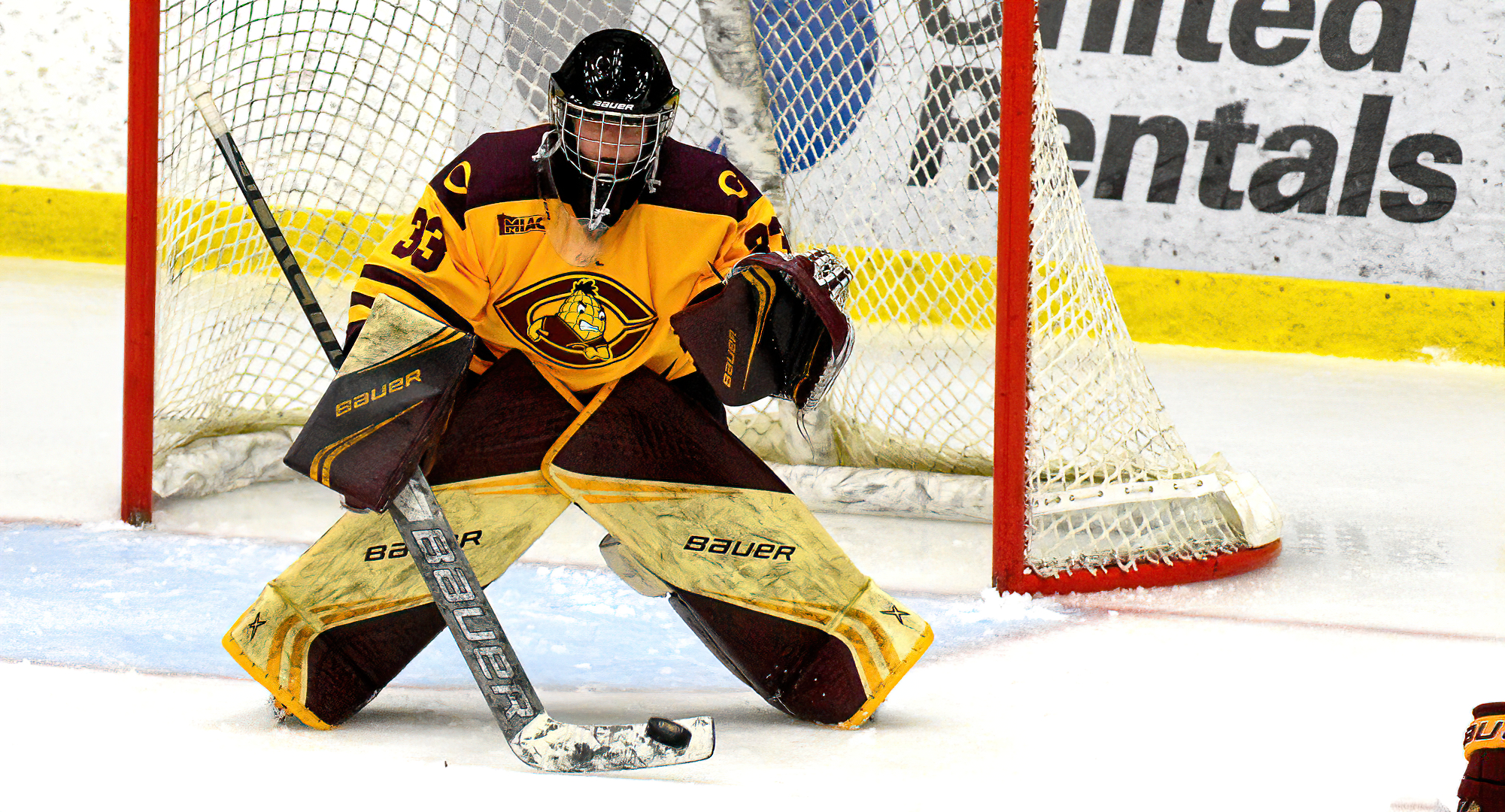 Junior goalie Becca Macklin made 32 saves in the Cobbers' game at Hamline. She stopped all 17 shots she faced in the first period.