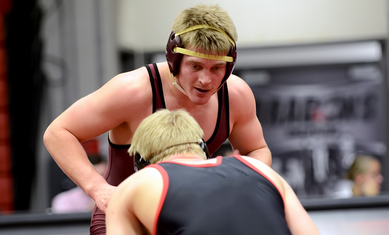 Sophmore Dane Ringquist was one of two Cobber wrestlers to record two pin falls in the team's wins over Jamestown and the University of Mary.