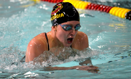 Cobber freshman Kasey Lyng had a career-best time in the 100-yard breaststroke