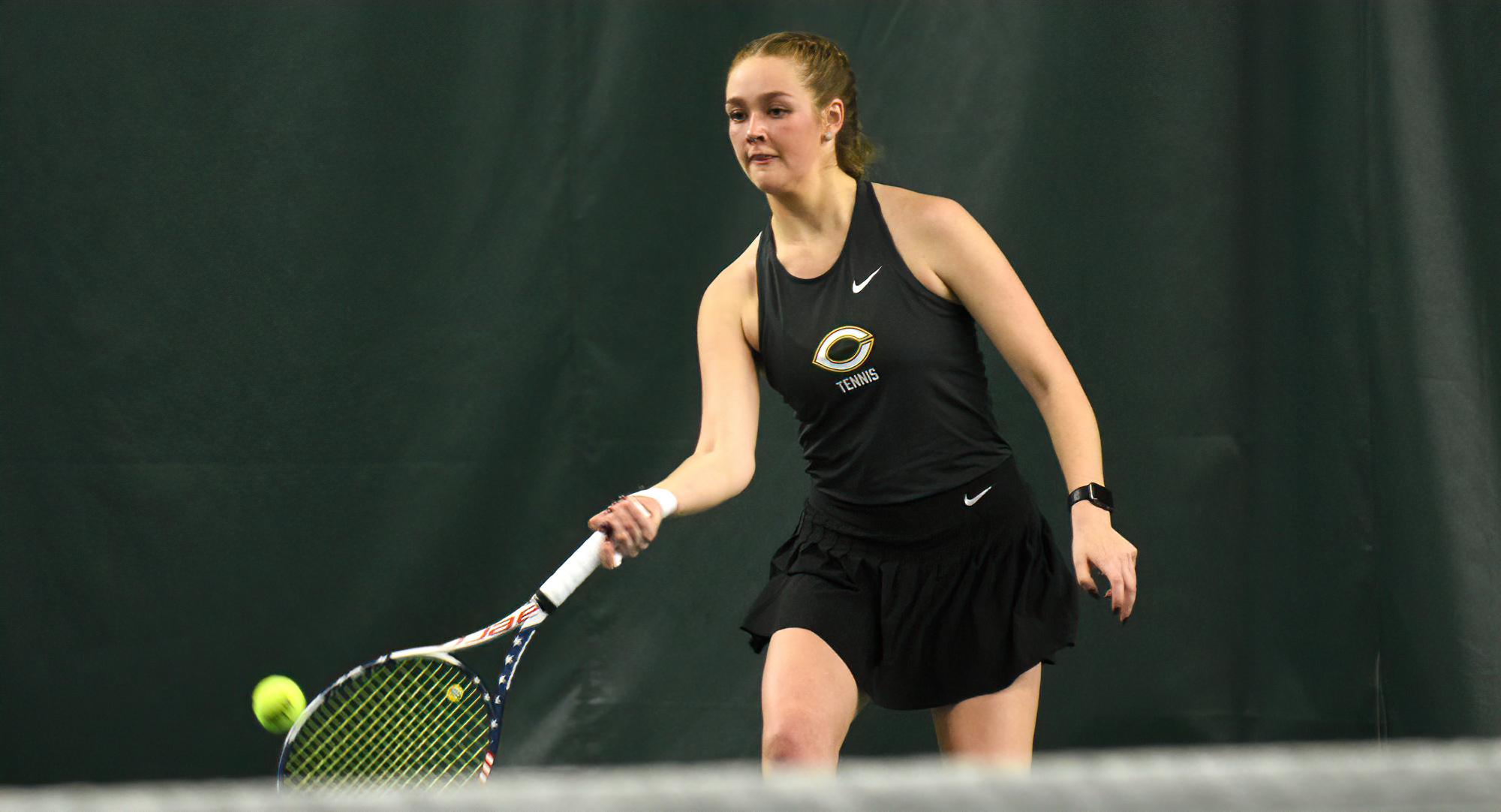 Senior Raquel Egge won the match-deciding singles bout in the Cobbers' 5-4 win over Ursinus (Pa.) in the team's first match in Florida.