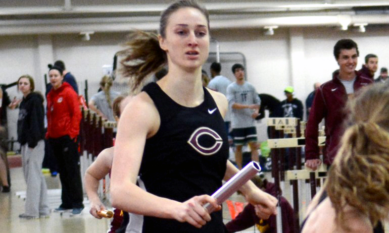 Junior Anna Skow-Anderson raced to a lifetime best time in the 200 meters at the St. Ben's Indoor Invitational.