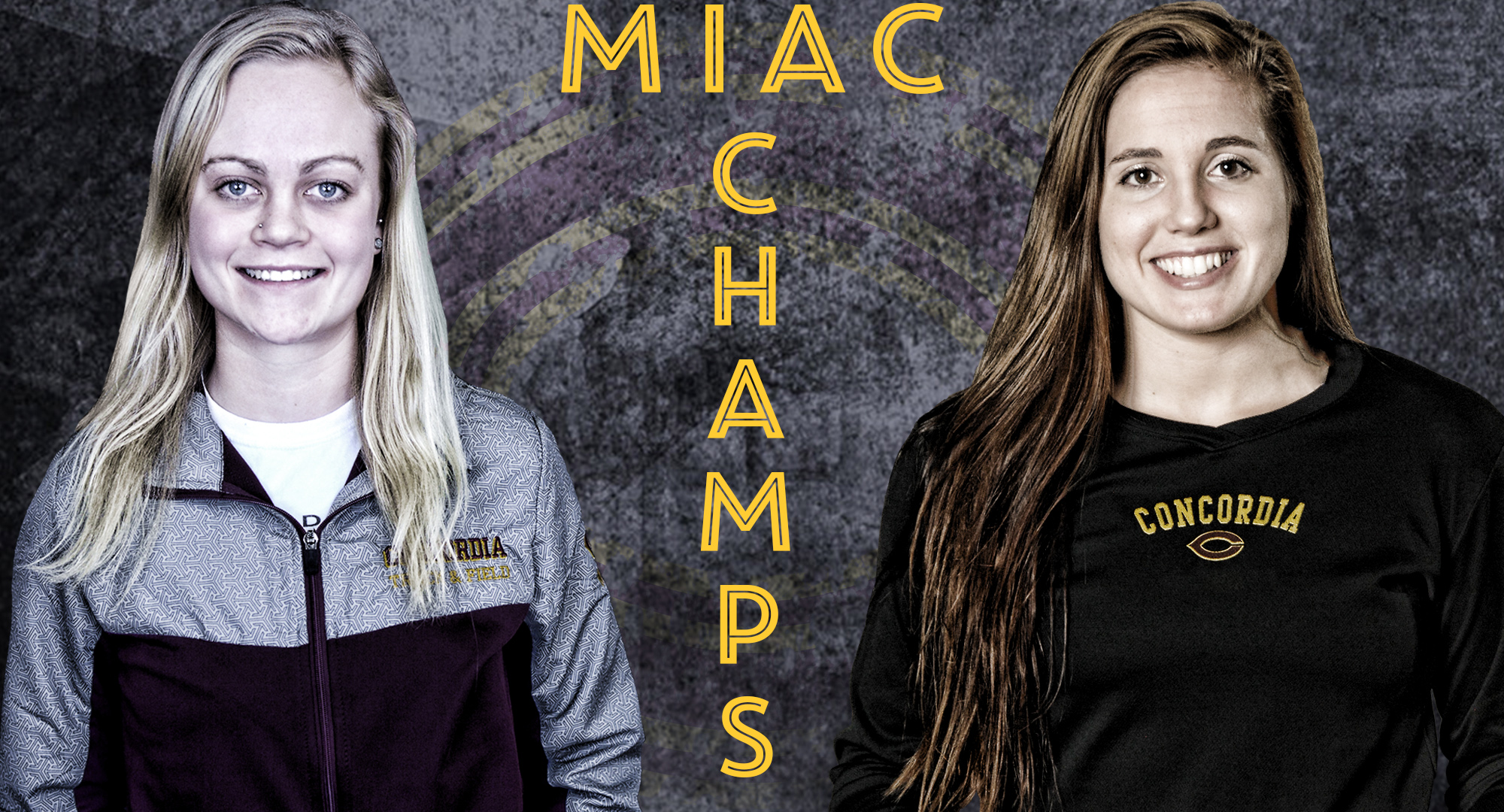Mikayla Forness (L) and Mandy Mercil won individual events on Day 1 at the MIAC Outdoor Championship Meet.
