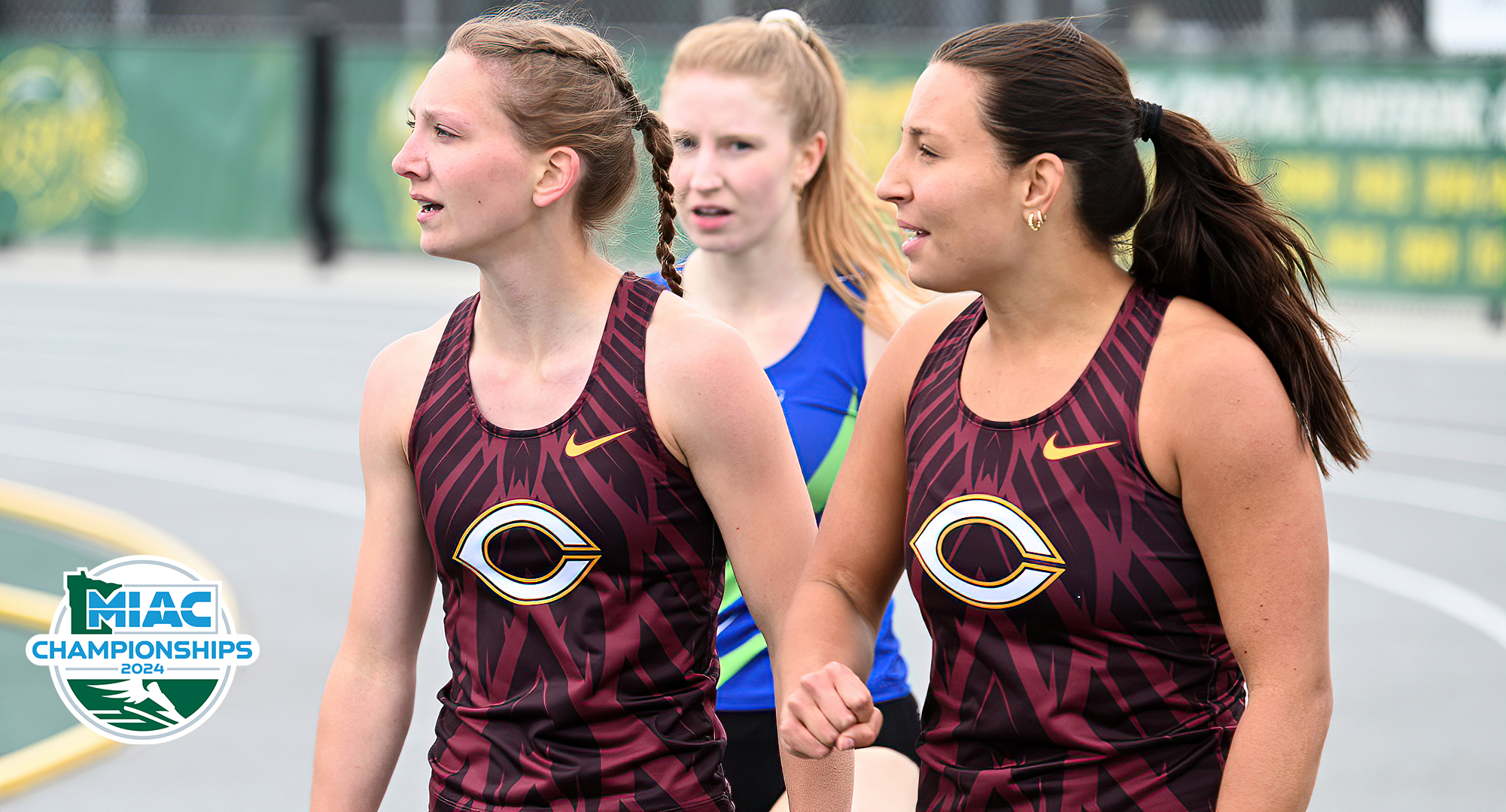 Emily Rengo (L) and Andie Sandman were two of five Cobbers who qualified for the finals in track events at the MIAC Championship Meet.