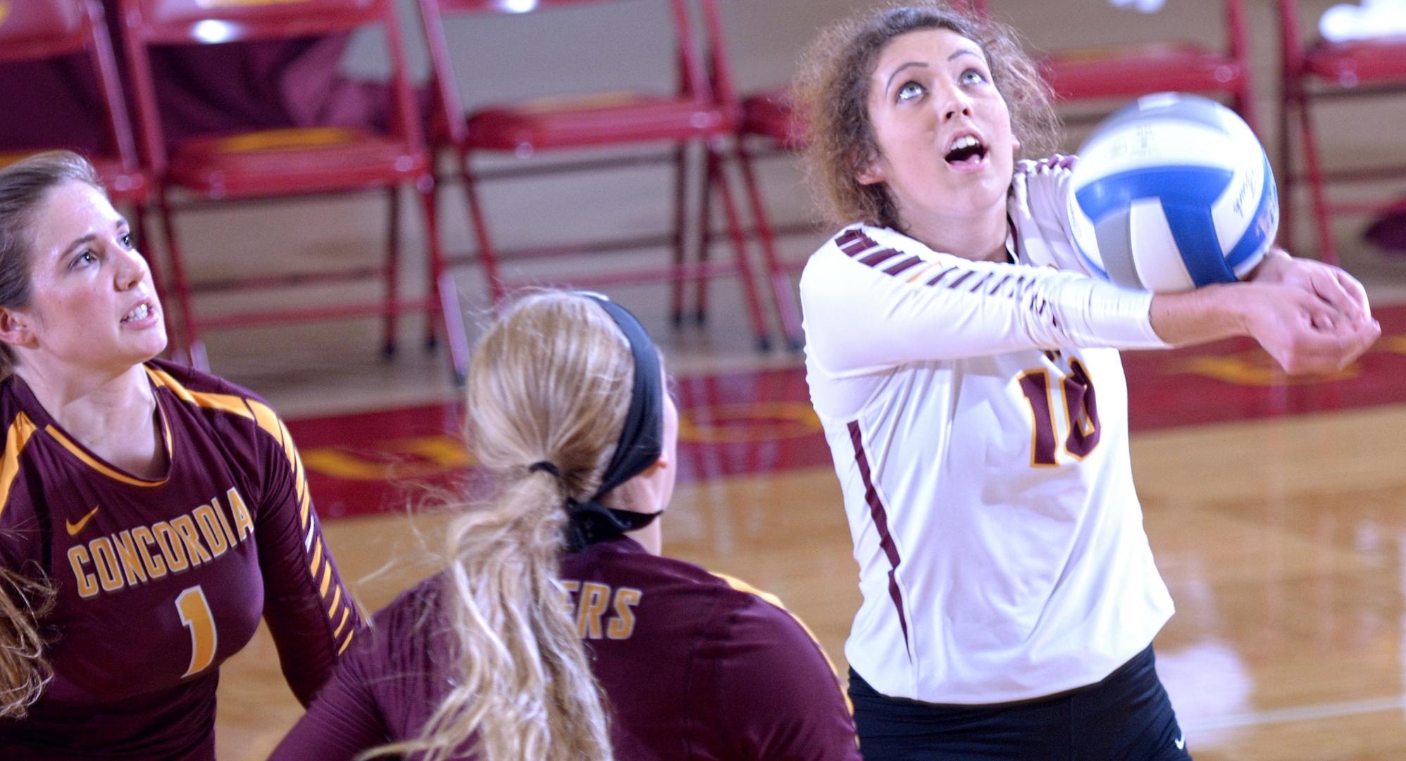 Junior Stephanie Baker had a match-high 20 digs in Concordia's sweep at Hamline.