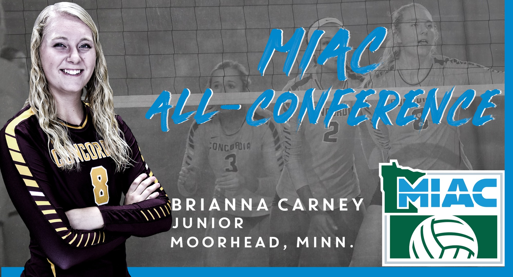 Junior Brianna Carney earned the second MIAC All-Conference honor of her career.