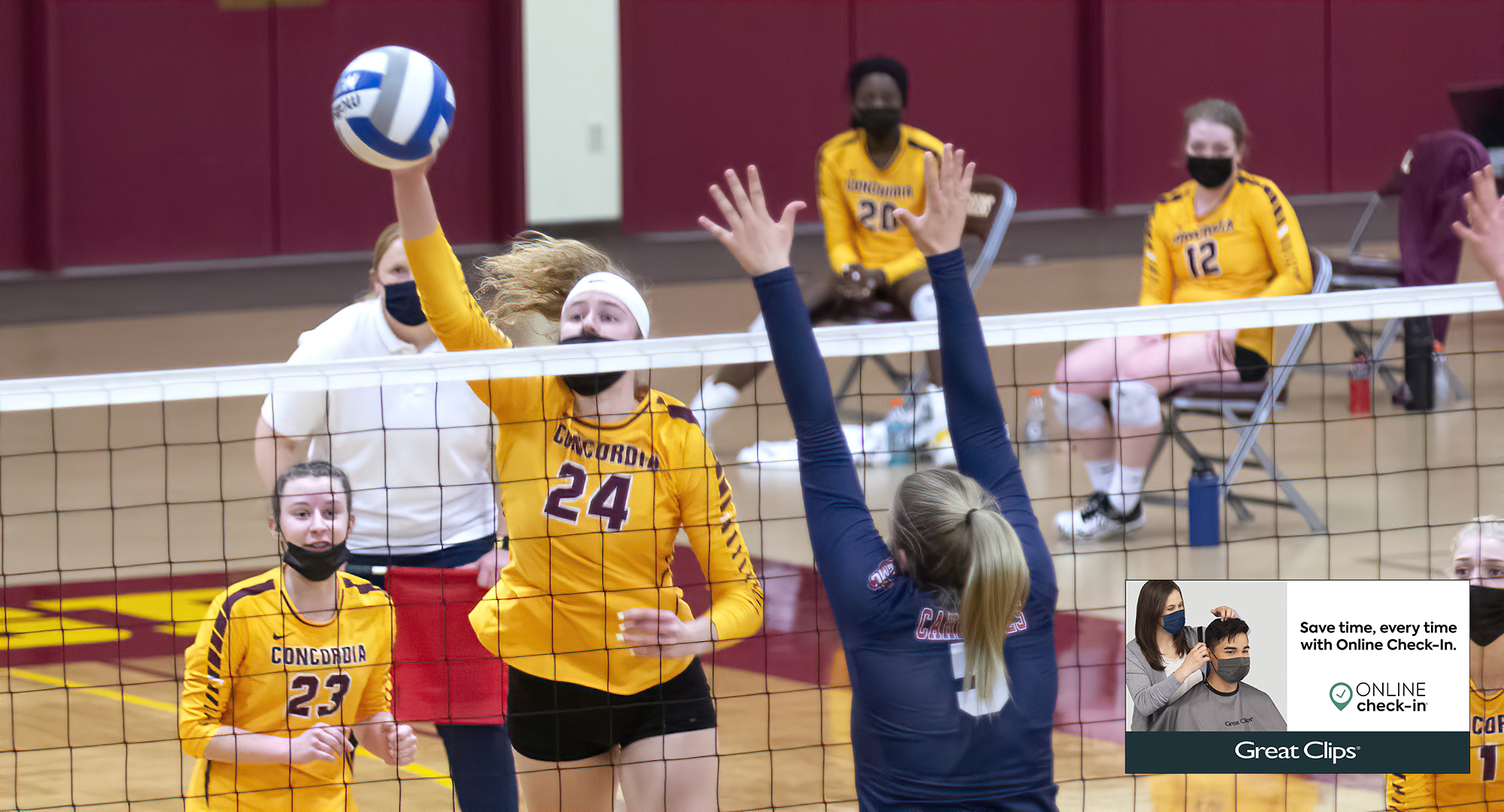 Junior Kendra Wiggs puts down one of her team-high nine kills against St. Mary's on Saturday.