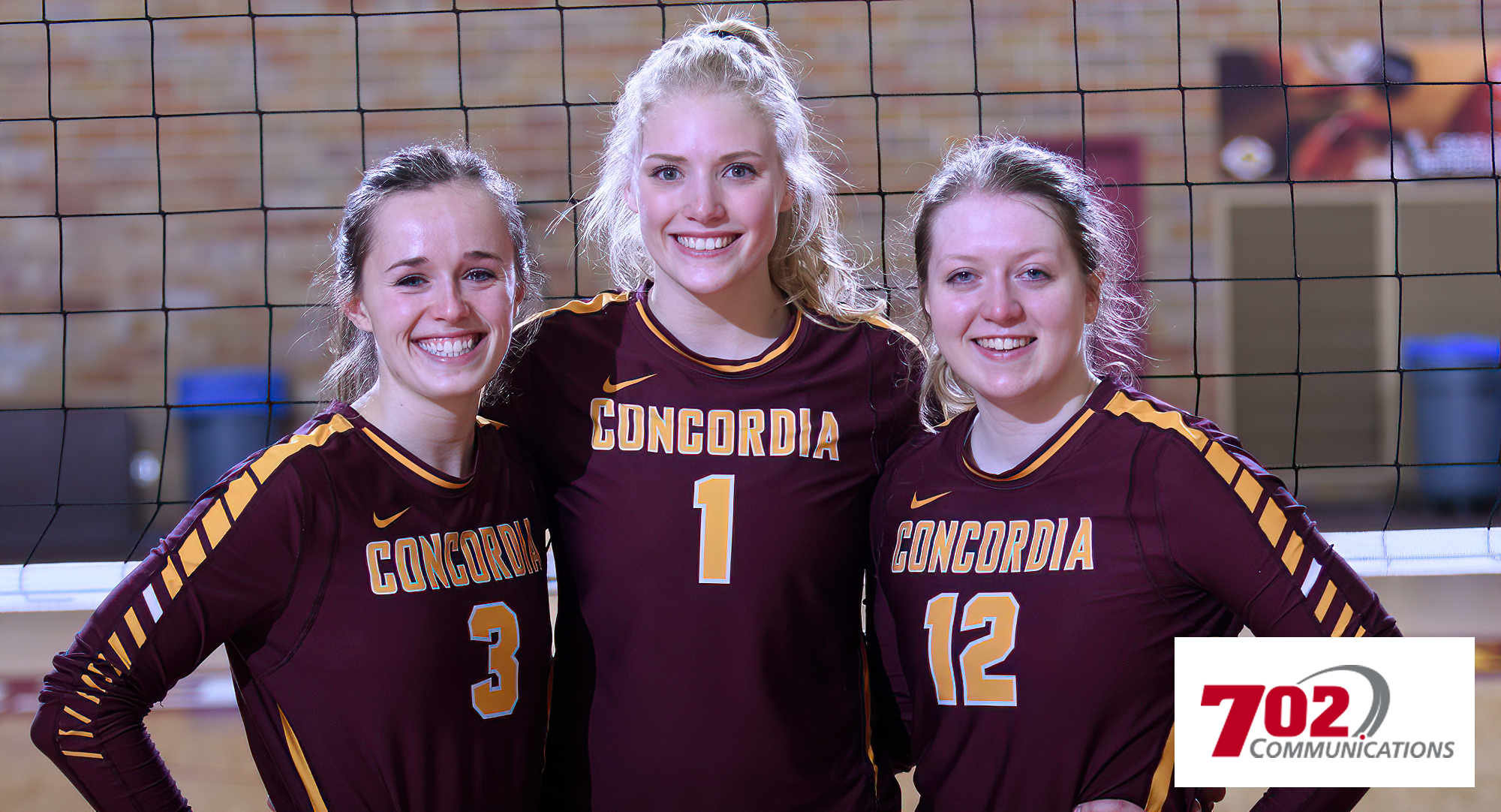 The Cobber senior trio of Jill Klaphake (L), Bailey Gronner and Lexi Turn combined for 10 kills, 29 assists and 23 digs in helping CC sweep St. Kate's in the final match of the year.