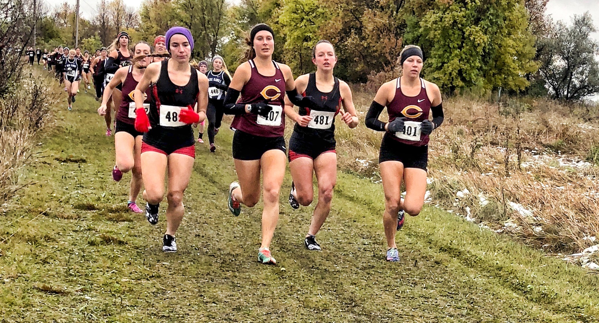 Kara Andersen (far right) and Brianna Gruenberg (middle) were two of the Cobbers' top 3 finishers at the UND Ron Pynn Classic.