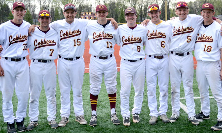 The eight Cobber seniors helped Concordia sweep Carleton and earn a spot in the MIAC playoffs.