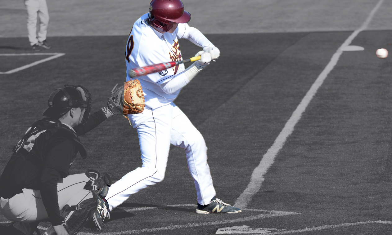 Sophomore Turner Storm gets ready to connect on his second home run in Game 2 of the Cobbers' unthinkable split with St. Olaf.