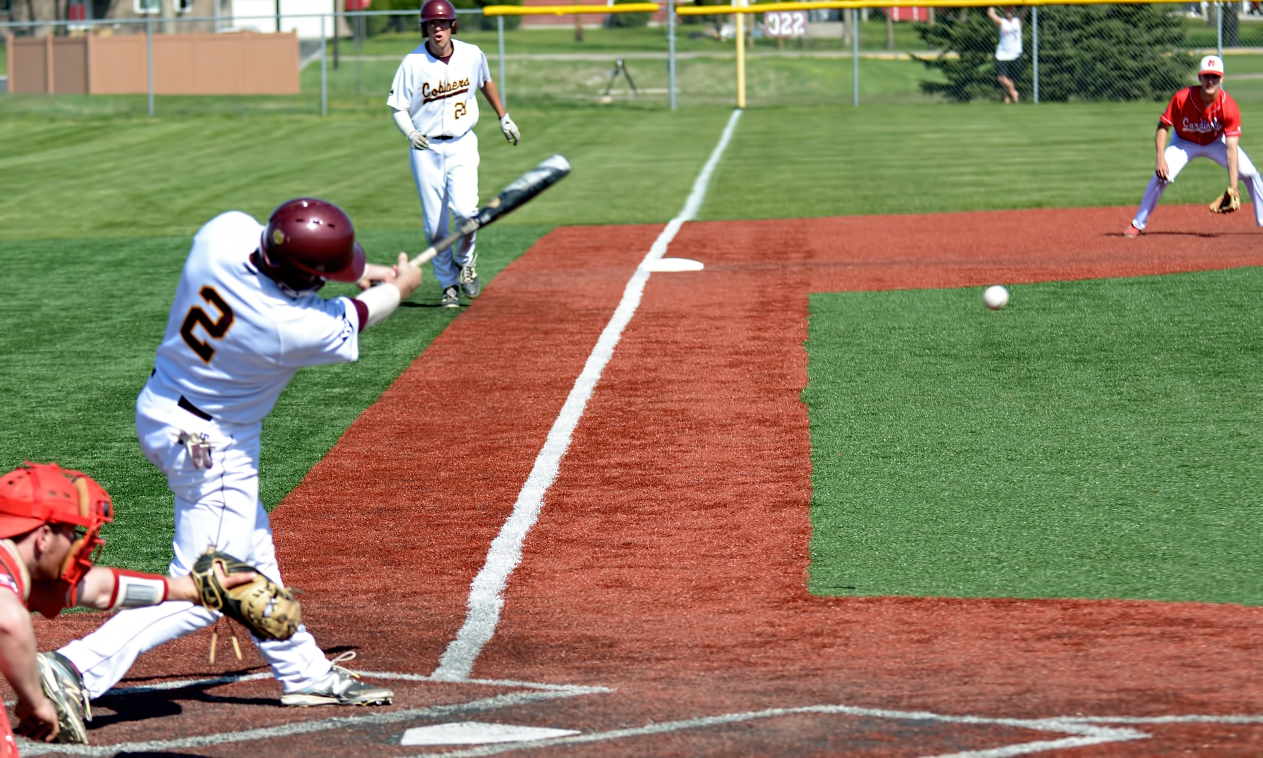 Senior Alex Sandahl connects on an RBI single in the fourth inning of the second game of the Cobbers' DH with St. Mary's.