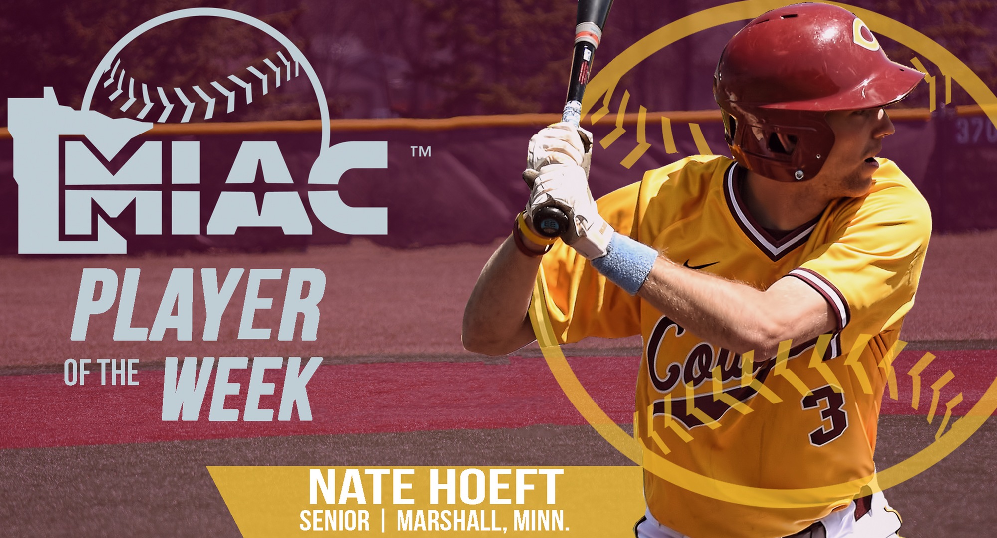 Senior Nate Hoeft earned his first-ever MIAC Player of the Week honor after hitting .526 in his first five games of the year.