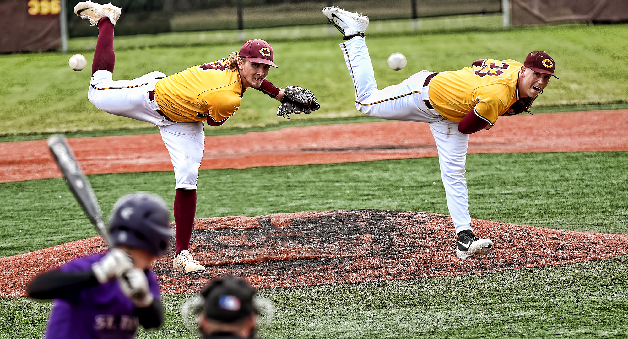 Cobber starting pitchers Austin Ver Steeg (L) and Cole Christensen both threw complete-game gems to help Concordia sweep St. Thomas.