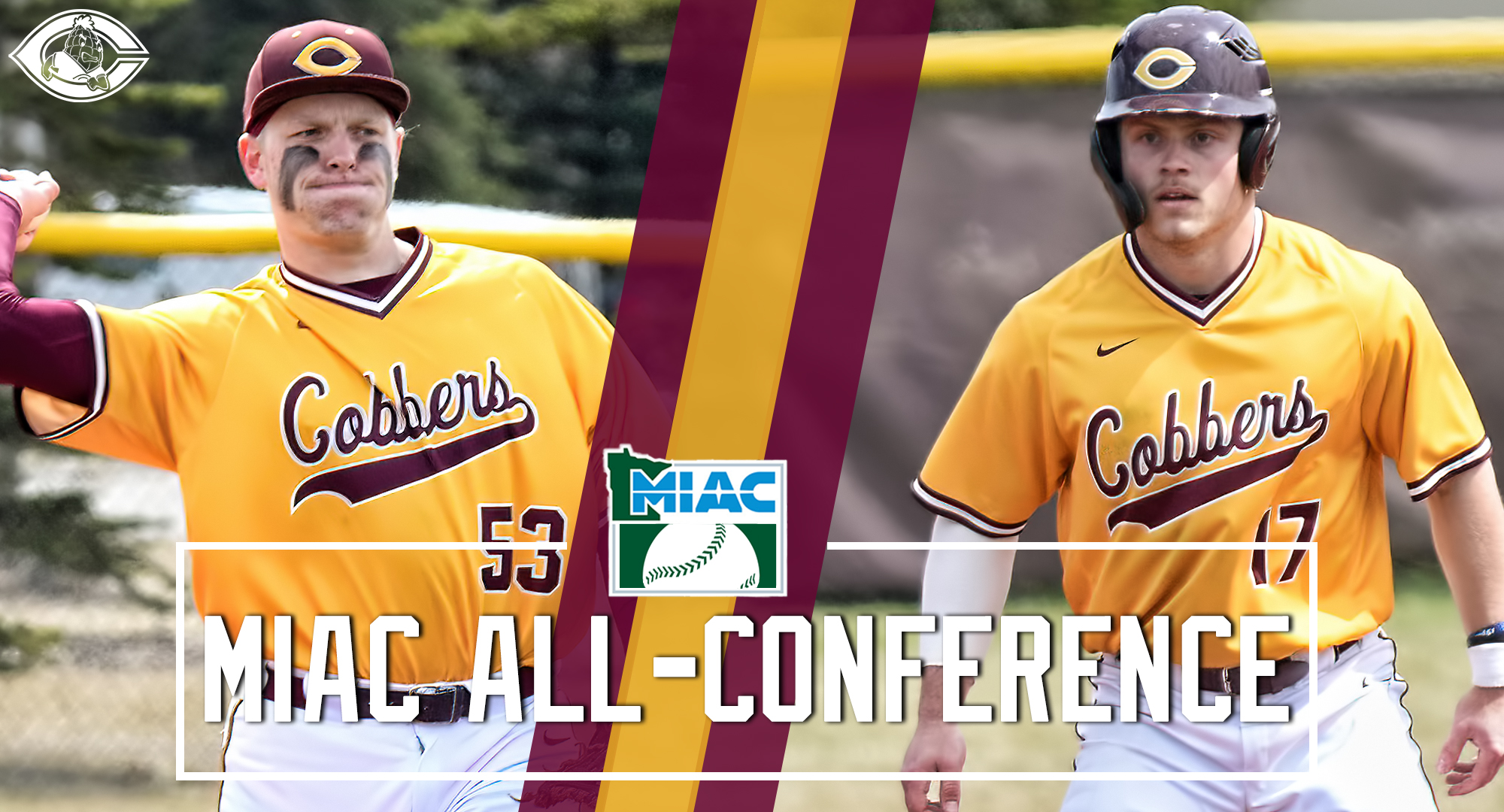 Isaac Henkemyer-Howe (L) and Andy Gravdahl both  multiple MIAC postseason honors, and Henkemyer-Howe was named the MIAC Rookie of the Year.