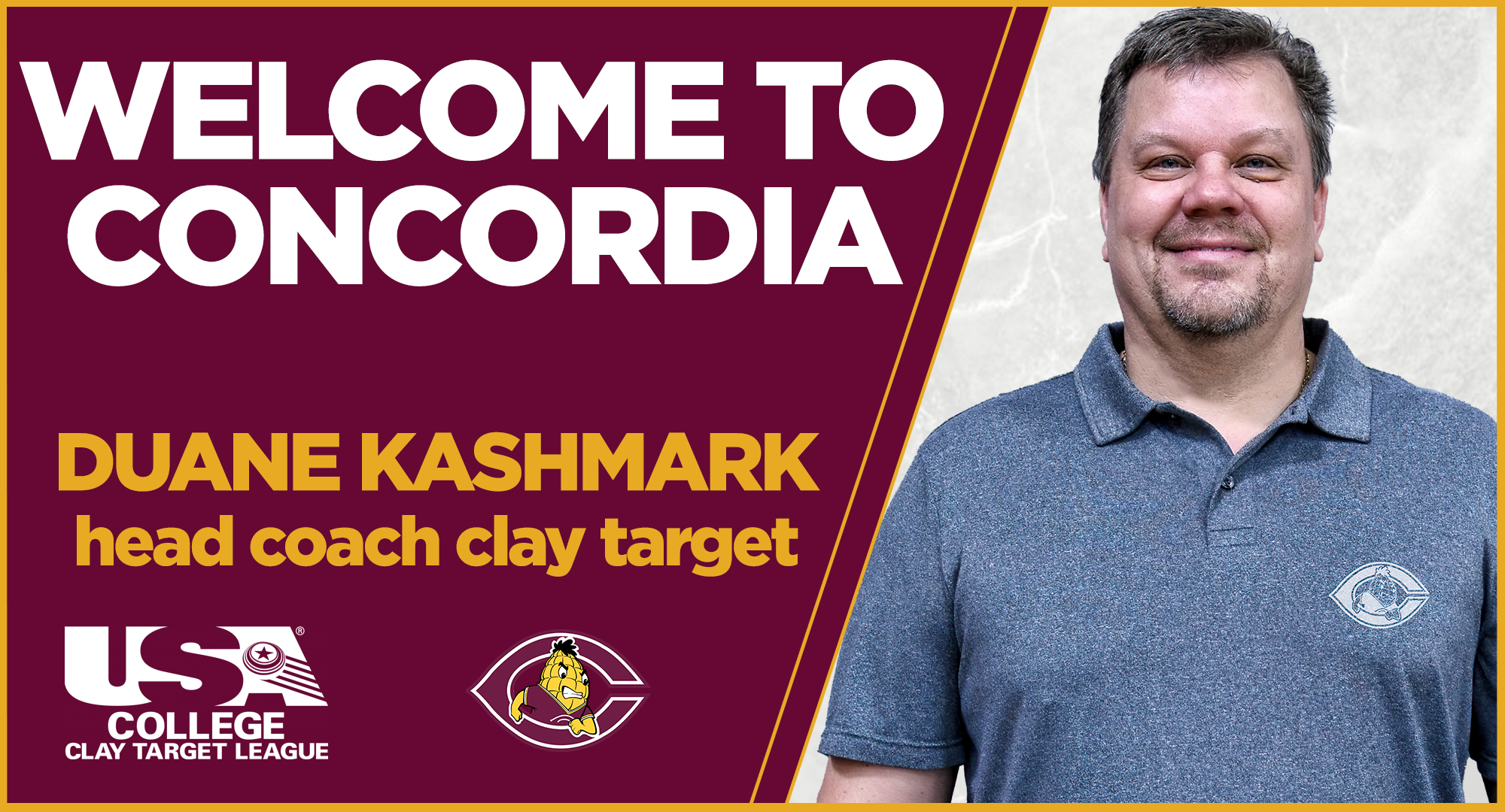 Duane Kashmark was named the head coach for the inaugural Concordia clay target program, which will start competition in the fall of 2024.