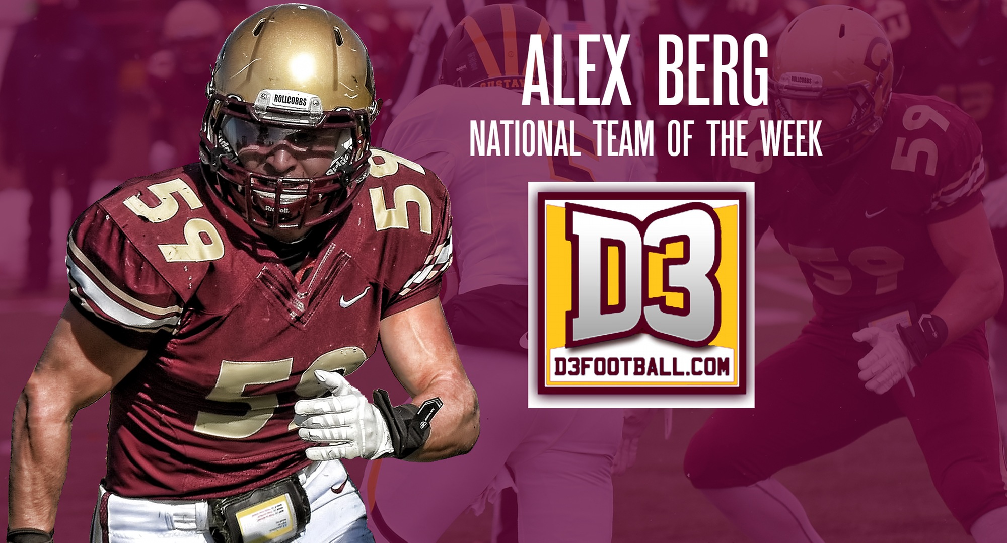 Alex Berg was named to the D3football.com National Team of the Week for his 16-tackles performance against St. Olaf.