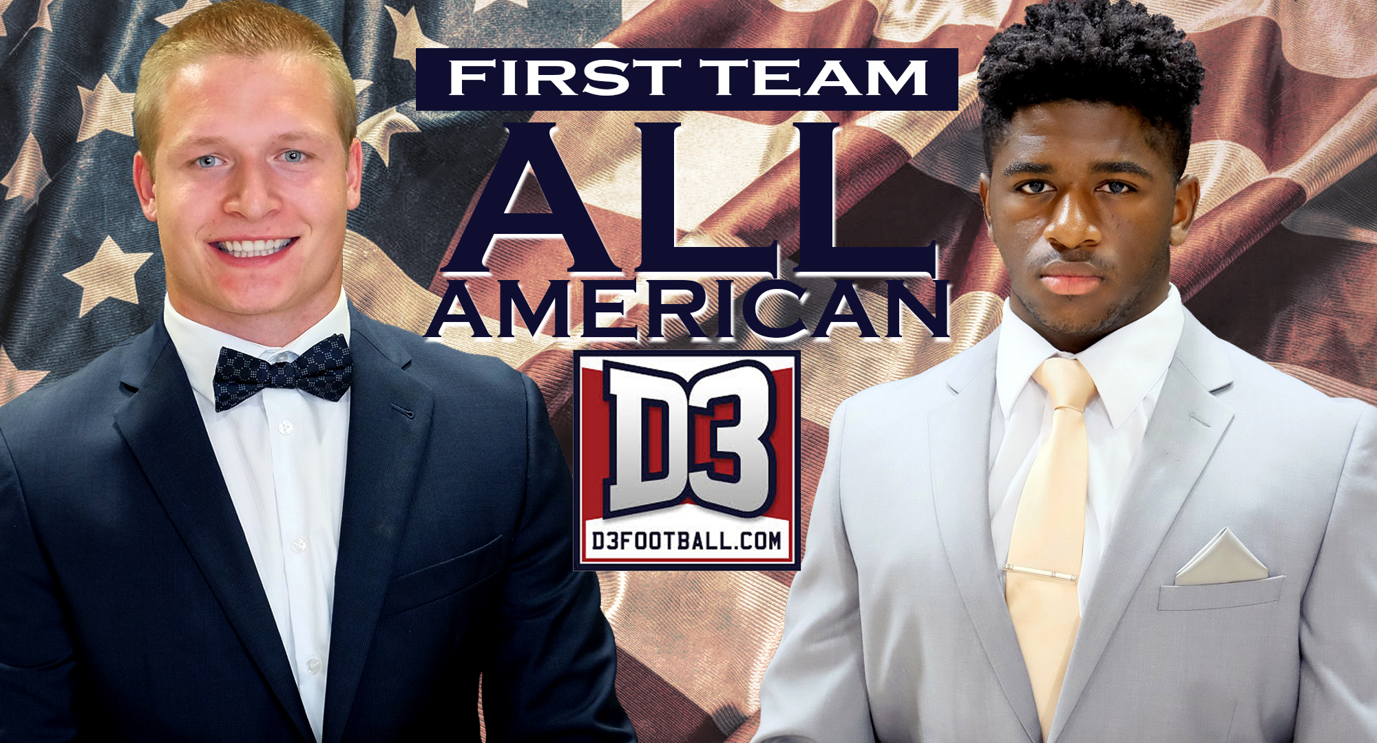 Alex Berg (L) and Willie Julkes were named to the D3football.com All-American First Team.